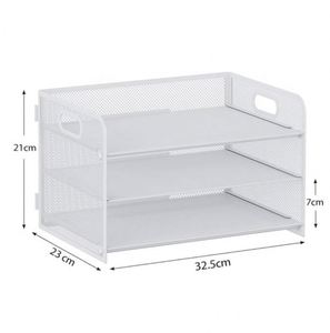 3 Tier Paper Organizer with Handle Metal Desk Organizer Mesh Paper Letter <b>Tray</b> Desktop <b>File</b> Folder Document Sorter - Product Image 5