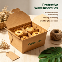 Boîte en papier kraft personnalisée avec insert en carton ondulé, acceptation des commandes d'échantillons, boîte recyclable pour emballage de biscuits, pâtisseries et cadeaux