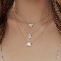 Collier romantique en pierre de lune sertie clos en or rose 18 carats et plaqué rhodium, bijoux de mariage et de fête en argent sterling naturel