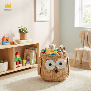 Cesta de Almacenamiento Ecológica de Seagrass con Tapa, Tejida a Mano, Organizador de Juguetes para Dormitorio Infantil - Product Image 3
