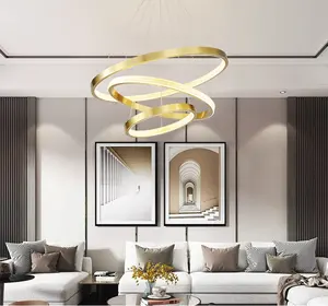 Luminária led estilo nórdico para teto, quarto, sala de jantar, pendurado, em ouro, circular, moderno, luminária pendente de teto