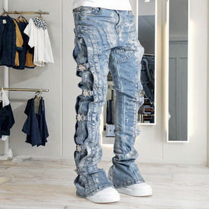 男士中腰直腿牛仔长裤欧美街头时尚风格休闲夏季后宫裤水洗3D立体 - Product Image 3