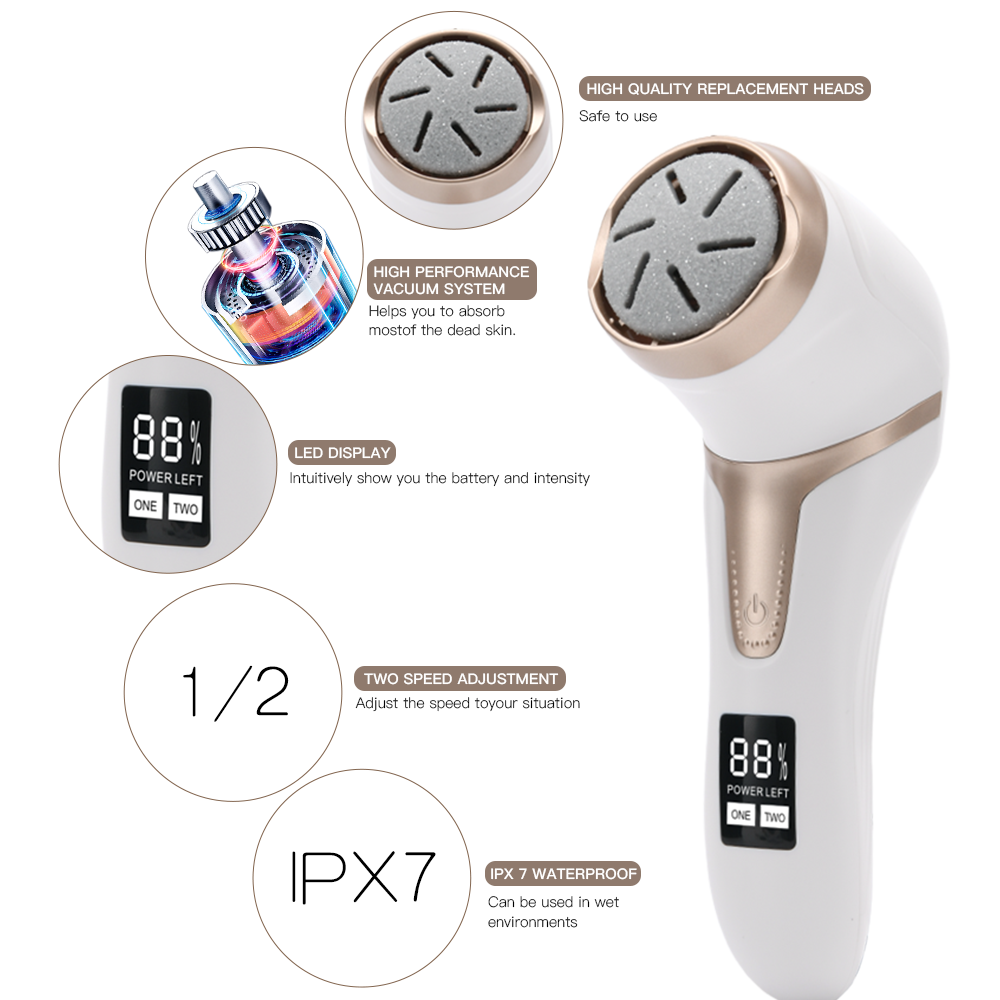 PRITECH 2021 пользовательский ЖК IPX7 водонепроницаемый USB Перезаряжаемый Профессиональный вакуумный Электрический пилка для ног удалитель мозолей