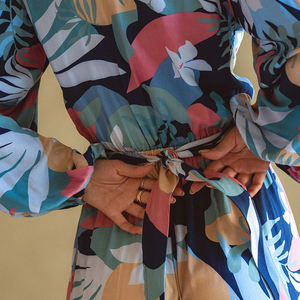 2026 Designer Beach Print Long-Sleeved <b>Loose</b>-<b>Fitting</b> <b>Jumpsuit</b> Custom Linen and Viscose Casual <b>Jumpsuits</b> - Product Image 6