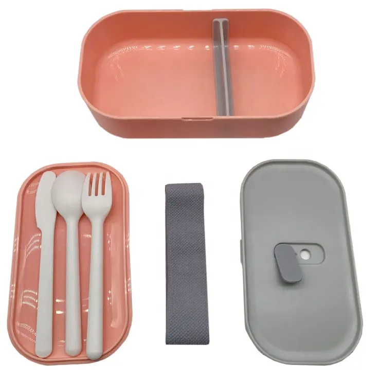 Take Out 1-layer with Cutlery Plastic Microwavable Eco Friendly 600-700ml Food Container Kids Insulated Bento Lunch Box for Mods