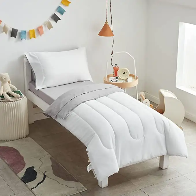 Jogo de cama infantil respirável e super macia, com edredon, lençol liso e fronha