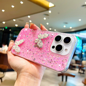Custodia per <span class=keywords><strong>iPhone</strong></span> Glitter lucida con decorazione a farfalla strass, Cover per telefono in cristallo multicolore per <span class=keywords><strong>iPhone</strong></span> 16/15/14/<span class=keywords><strong>13</strong></span>/12/11 Pro Max - Product Image 4