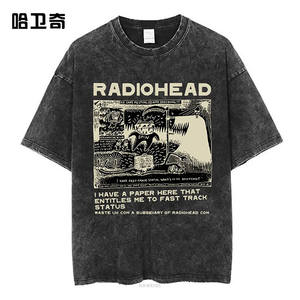 Rock Band <strong>Radiohead</strong> the Bends Vintage Letter Pattern 100% Cotton Washed Short Sleeve Loose Fit T-<strong>shirt</strong> Rock Band Merchandise - Product Image 1