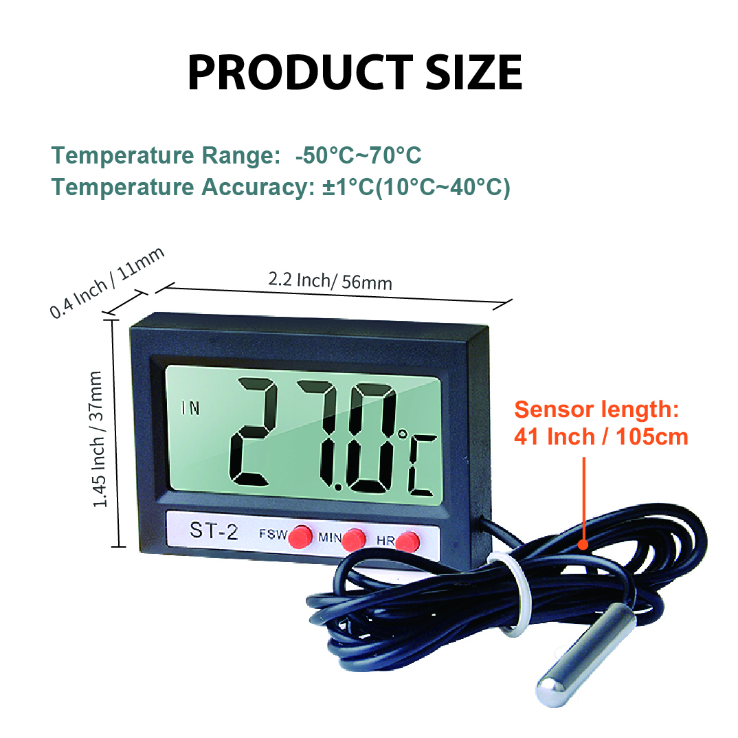 Termómetro Digital Para Acuario, Pantalla LCD Grande Con Sonda De Metal Impermeable Para Agua De Pecera