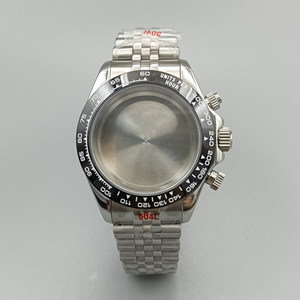 Boîtier en acier modifié de 39 mm avec <span class=keywords><strong>lunette</strong></span> noire, chronographe VK63, bracelet à cinq maillons, compatible avec le mouvement à quartz VK63 - Product Image 1