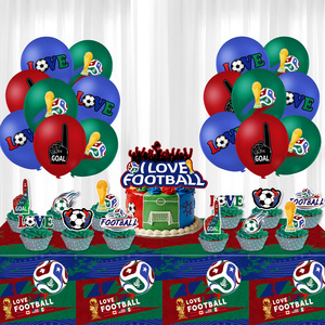 jetable monde football coupe thème fête vaisselle ensemble costume avec comestible écologique pour les clubs de fans - Product Image 2