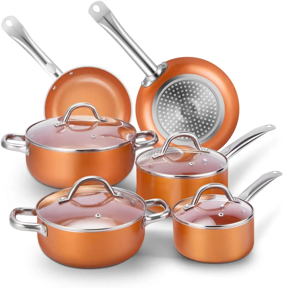 10 Cái Không Dính Lớp Phủ Gốm Saucepan Chảo Đồng Cảm Ứng Nồi Và Chảo