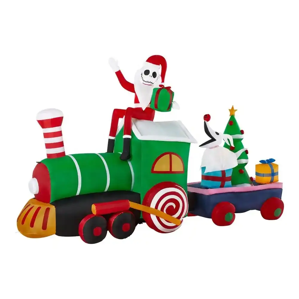 Inflatable Jack Skellington On Train Holiday Decoration Christmas Yard Decoration
