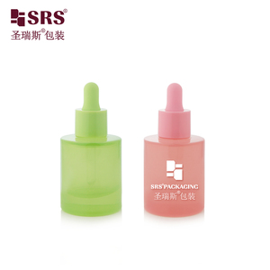 Botella de vidrio pesado de <span class=keywords><strong>color</strong></span> gelatina Rosa verde oliva <span class=keywords><strong>pastel</strong></span> con revestimiento personalizado vacío con cuello de plástico pipeta - Product Image 5