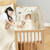 Babybett Kinderbett Babywiege Umwandelbares Multifunktionales Holz-Babybett mit Verstellbarer Höhe Bettset für Neugeborene und Säuglinge