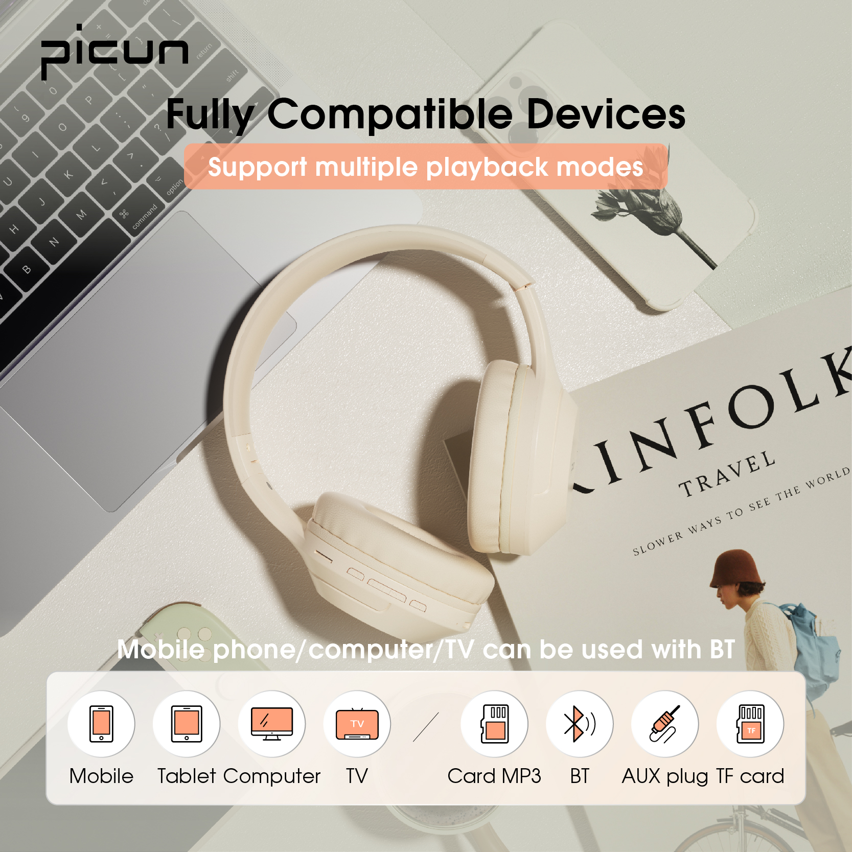 Picun B-01Sオーバーイヤー携帯電話ワイヤレスミュージック