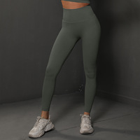 Pantalon de yoga sans couture, taille haute, moulant, longueur intégrale, en Spandex/Nylon, infroissable, effet galbe fessier, pour l'entraînement, modèle international