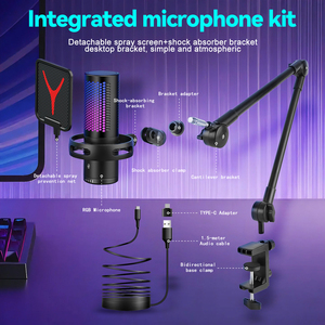 ชุดไมโครโฟนคอนเดนเซอร์แบบมืออาชีพสำหรับคอมพิวเตอร์ พร้อมขาตั้ง ฟิลเตอร์ตัดเสียงรบกวนแบบมีสาย พกพาสะดวก สำหรับบันทึกเสียงเพลง เล่นเกม และพอดแคสต์ - Product Image 4