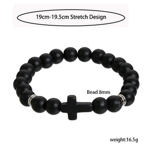 Bracelet en perles œil <span class=keywords><strong>de</strong></span> <span class=keywords><strong>tigre</strong></span> et turquoise unisexe <span class=keywords><strong>Mat</strong></span>ériau mixte Style classique Finition noire mate pour fête <span class=keywords><strong>de</strong></span> mariage et cadeau - Product Image 3