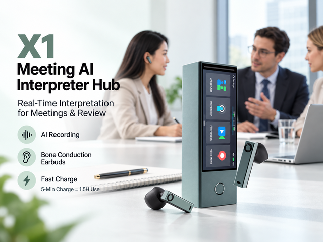 Timekettle X1 Meeting AI Interpreter Hub Standalone Entity Two Way Simultaneous Translator Earbuds Language Translator Device