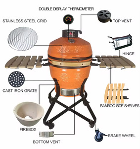 Vente directe d'usine, barbecue en céramique d'extérieur de 18 pouces, fumoir, barbecue au charbon de bois, feu de camp, camping et poulet rôti - Product Image 2