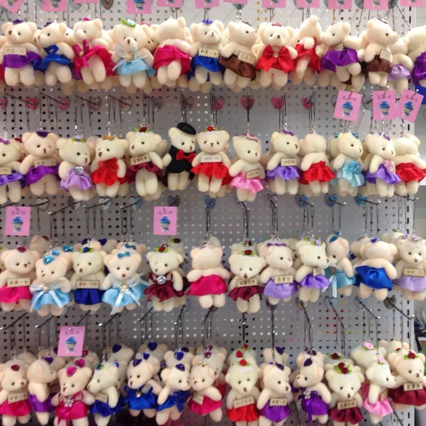 어린이 장난감 박제 동물 솜털 곰 키 체인 펜던트 인형 10cm 테디 베어 귀여운 플러시 장난감