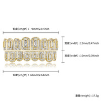 Nouvel Arrivage : Ensemble de Grills Dentaires pour Hommes, Plaqué Or 18K, Style Hip Hop, Sertis de Zircons Carrés Effet Diamant, pour les dents supérieures et inférieures, pour un look Rap