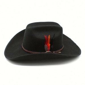 Sombreros de Vaquero Estilo Tibetano con Plumas y Borde Rizado de 9.5cm, Venta al Por Mayor - Product Image 4