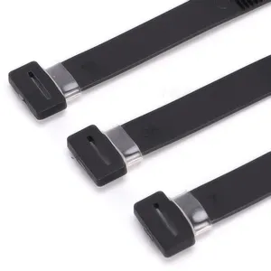 10 × 130 mm hochwertige selbstversiegelnde Kunststoff-Nylon-Siebzugband X39 Flat-Head-Kabelbänder