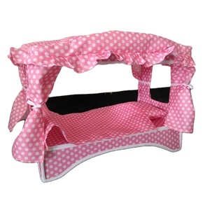 Meubles à <span class=keywords><strong>baldaquin</strong></span> à pois roses et <span class=keywords><strong>lit</strong></span> à jouets avec literie pour jeux d'enfants et maisons de poupées - Product Image 1
