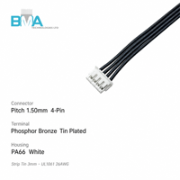 Câble de raccordement 4 broches pas de 1,50 mm vers fil nu étamé de 3 mm, 160 mm/0,52 pi, UL1061 26AWG noir pour connexion interne d'électronique grand public