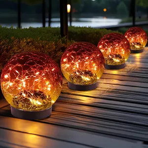 Waterdicht-Zonneballen Tuin-Gebarsten Glazen Bal Zonne-Verlichting Buiten-Zonne-Energie Bollen Voor Buitenterras En Tuin Gazon Achtertuin