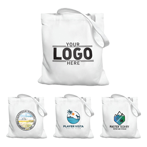 Nouveauté : Grand sac fourre-tout en toile de coton blanc personnalisé, sac à bandoulière réutilisable avec logo imprimé pour le shopping et la promotion - Product Image 1