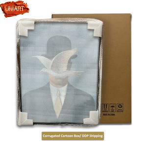 UNIART puro dadaismo fatto a mano moderna pittura a olio in acrilico opera d'arte colomba bianca e uomo vestito dipinto a mano pittura a olio verticale - Product Image 6