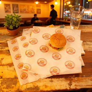 Wholesale Reusable Coated Biodegradable Wax <b>Paper</b> Custom Logo Eco-Friendly Restaurant Sandwich <b>Burger</b> Hamburger Packaging - Product Image 1