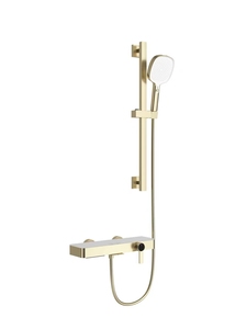 <strong>Simple</strong> Design Double-Function Brass <strong>Shower</strong> Set with Hot and Cold Waterfall Faucet Brushed Gold Rose for Hotels - Product Image 6