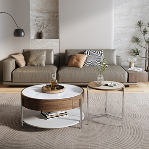 Diseño personalizado casa mesa de centro de madera blanco y negro moderno de lujo mesa de café conjunto de sala de estar - Product Image 4