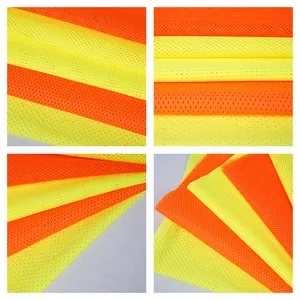 LX ขายส่ง EN20471 Hi Vis 100% ผ้าไหมโพลีเอสเตอร์ผ้าตาข่ายสะท้อนแสง 75D เส้นด้ายย้อมธรรมดา 58/60" EN ES - Product Image 4