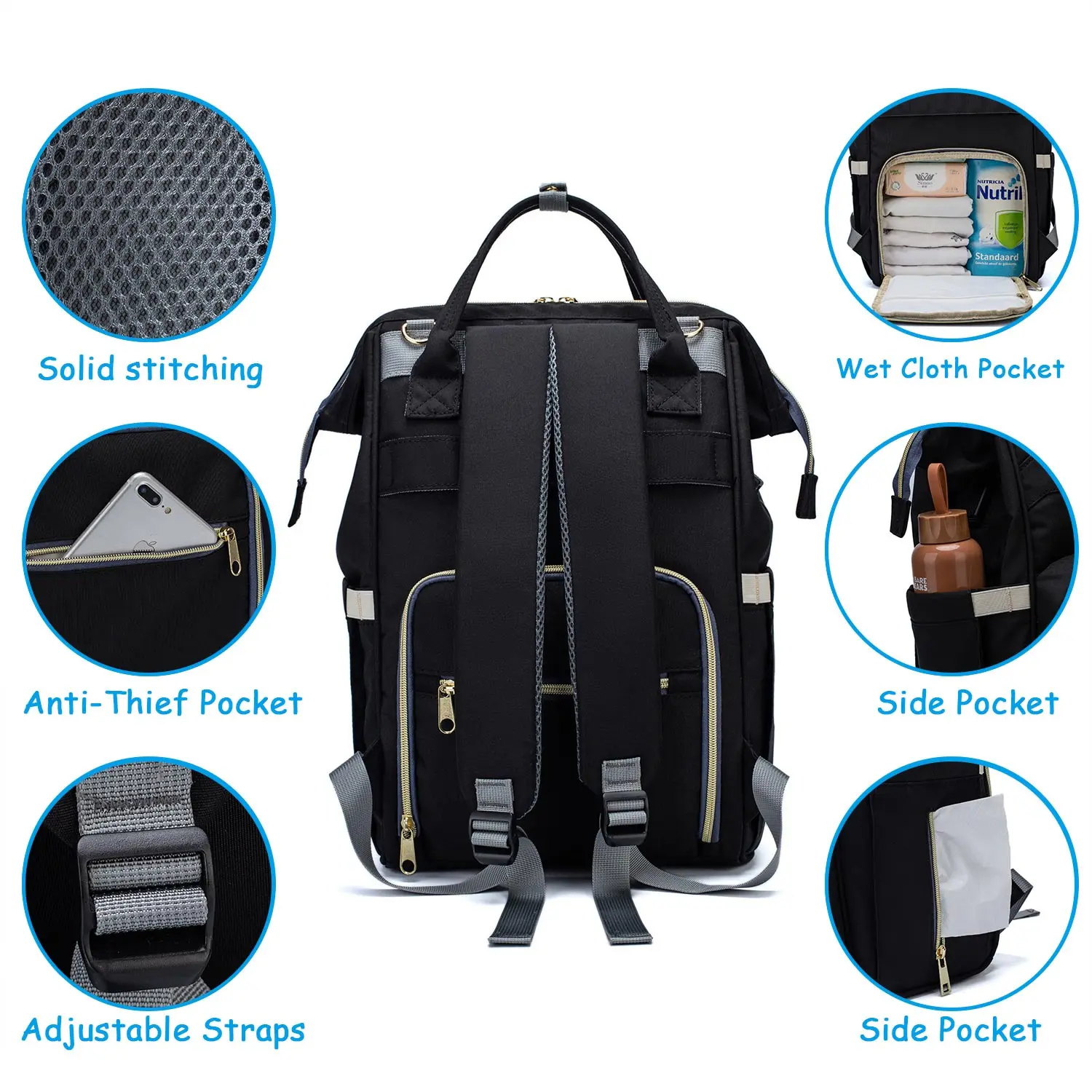 The new multifunctional mother and baby bag large capacity waterproof mommy backpack leisure mother and baby storage bag