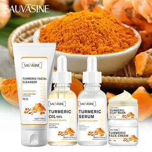 Turmeric Whitening Skincare Set Anti Acne Dark Spot Private Label Soap Serum Scrub Cream Facial Wash face Skin Care Set (new)