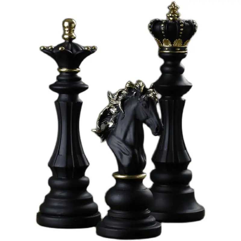 Creative בית תפאורה קישוט מלכת מלך סוס שחמט קישוט מתנת שחמט יוקרה אבן סט