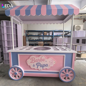 Nuevo Carrito de Algodón de Azúcar Desmontable LEDA en Rosa y Azul con Letrero de Neón, Carrito de Dulces para Decoración de Eventos - Product Image 4