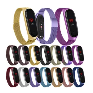 ShanHai עבור Xiaomi Mi Band 3 4 מתכת רצועה, ממילאנו לולאה החלפת להקת נירוסטה ספורט צמיד עם סגירה מגנטית