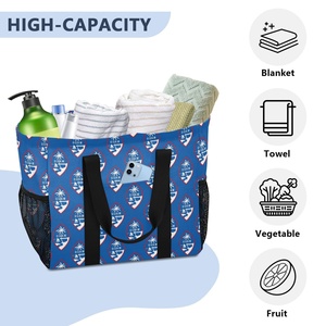 Fashion Guam Flag Print Large Canvas <b>Mesh</b> Side Dirty Clothes Travel Laundry Bag Foldable Custom Logo Laundry <b>Basket</b> with Handle - Product Image 5