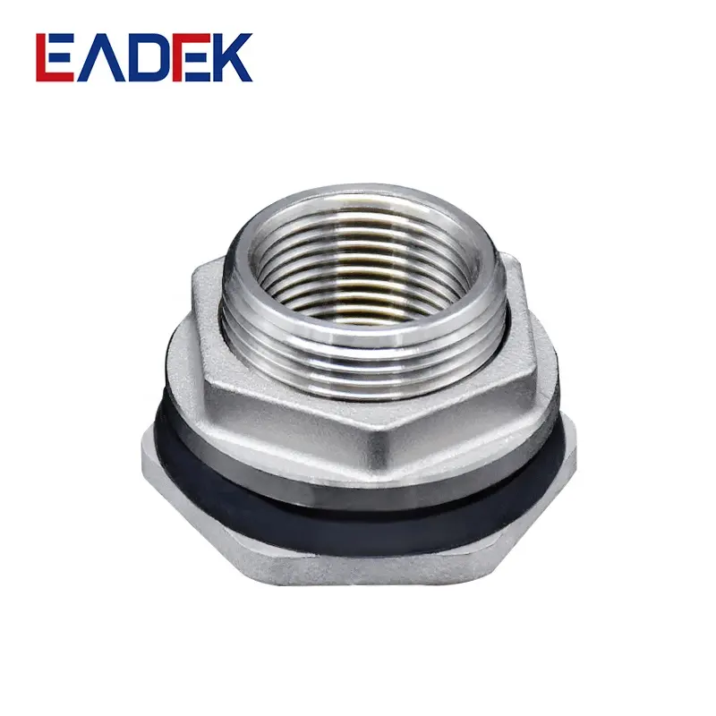 NPT BSP Low Pressure EPDM Rubber Bulkhead Fitting 304 316 Stainless Steel Water Tank Connector