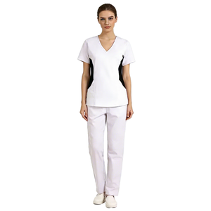 High-Quality Unisex White Healthcare <b>Scrub</b> <b>Set</b> Featuring WFX-CVC Stretch Fabric and Certified Needle Detection Technology - Product Image 1