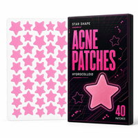 Patchs anti-acné hydrocolloïdes fins et imperméables de qualité médicale, véganes, sous marque privée, motif étoile, 40 points, pour le visage
