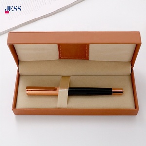 Stylo roller en métal de luxe personnalisé stylo gel exécutif avec encre bleue boîte à stylo en cuir PU pour cadeau - Product Image 3