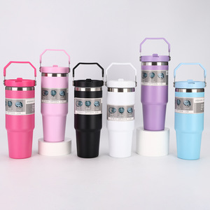 Wholesale Bulk Double Wall Stainless Steel Water Bottle <strong>Flask</strong> , 30oz Tumbler <strong>with</strong> Handle Lid - Product Image 6