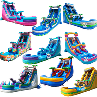 Toboggans aquatiques gonflables commerciaux de 18 pieds pour enfants et adultes, parc aquatique en PVC de 0,55 mm pour la location